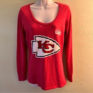 NFL Red Kansas City Chiefs Long Sleeve Logo Tee Mahomes NWT